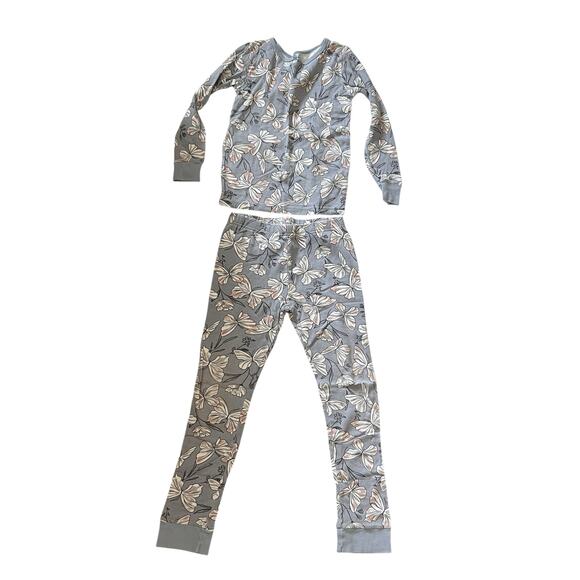 Carter's Girls Pajamas Butterfly Theme Pajama 2pcs Set Gray & White Size 7 - Picture 1 of 3